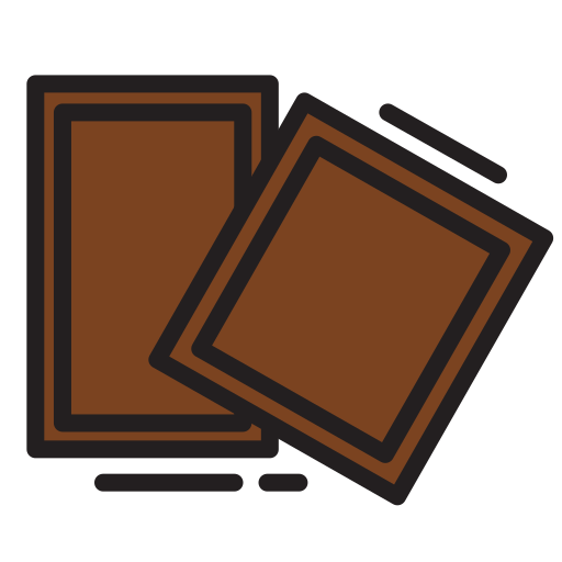 Cartes marron illustrant Menuiserie MDB en Occitanie, style graphique simple et contours noirs visibles,